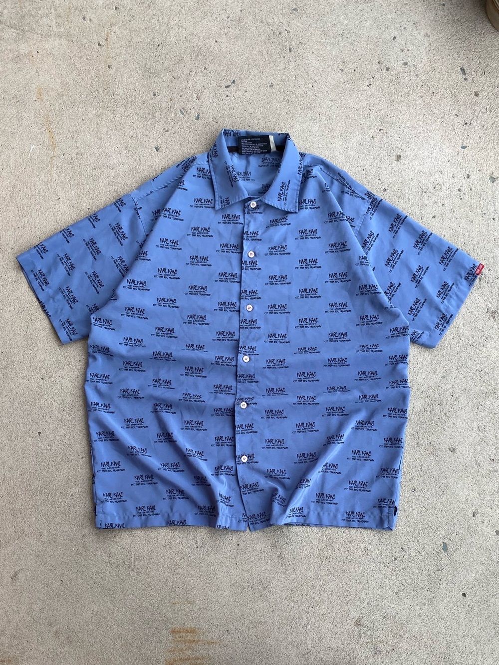 Y2k Blue Karl Kani Baggy Button-Up Shirt